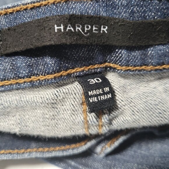 Harper Jeans Womens Size 30 Skinny Low Rise Dark Wash Raw Hem Ripped Denim Pants - Picture 6 of 7